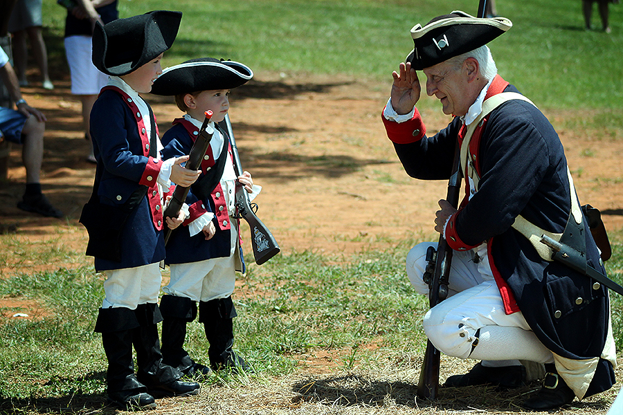 History comes alive for the boys in their interactions with the reenacting crew of the 1st Pennsylvania regiment